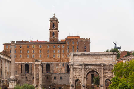 View of the ancient ruin near colosseum, Rome, Italyのeditorial素材