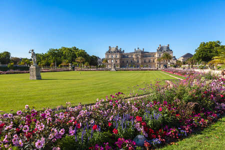 Luxembourg Palace and the garden in Jardin du Luxembourg, Paris, Franceのeditorial素材