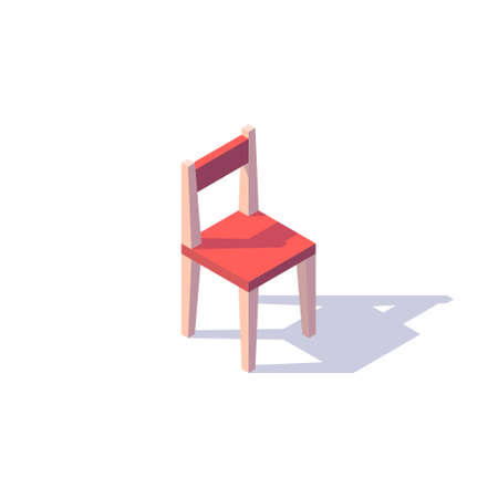 Isometric wooden orange square chair isolated on white background. Vector illustrationのイラスト素材