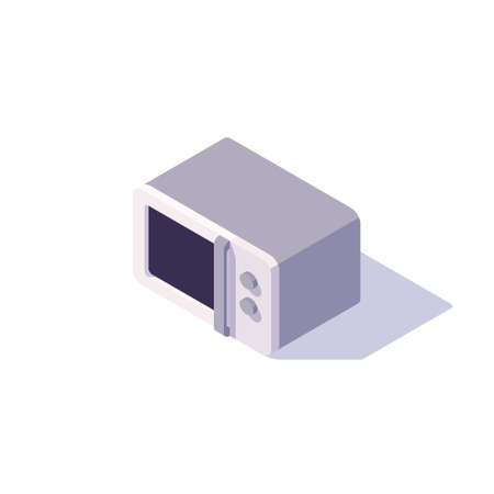 Isometric white microwave isolated on white background.のイラスト素材