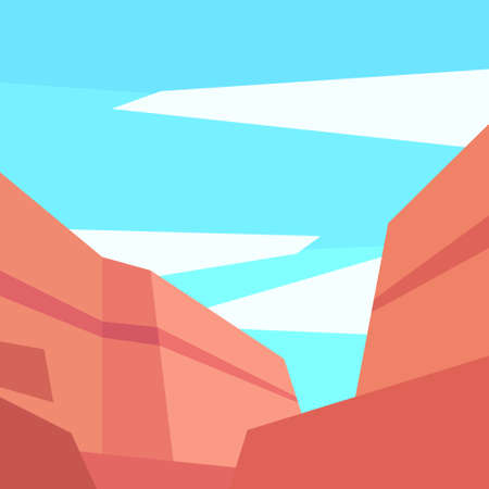Low poly landscape. Mesa canyon. Square vector illustrationのイラスト素材