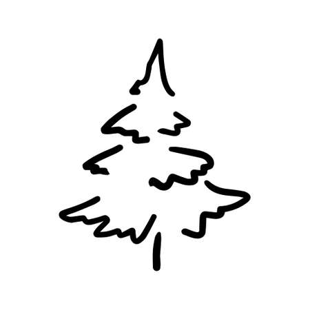 Outline spruce isolated on white background. Vector illustrationのイラスト素材