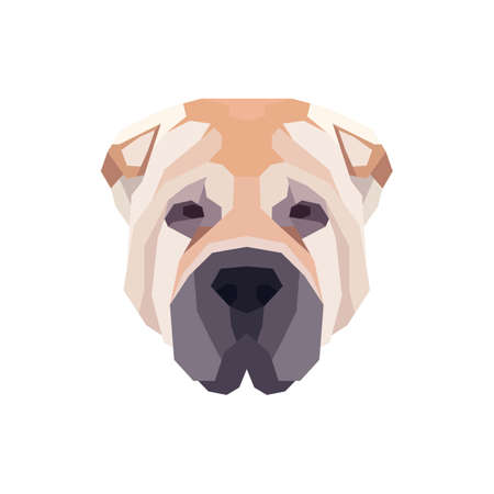 Low poly Shar Pei head. Vector illustrationのイラスト素材