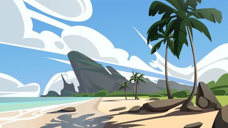 Tropical beach landscape. Vector illustrationのイラスト素材