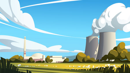 Nuclear power plant. Vector illustrationのイラスト素材