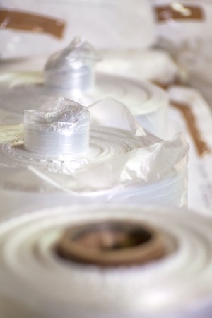 Industrial production of plastic bags. Equipment for the production ofの写真素材