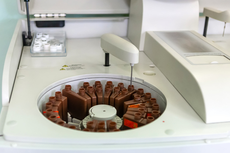 Real medical equipment for blood analysis. Laboratory work in the clinic.の写真素材