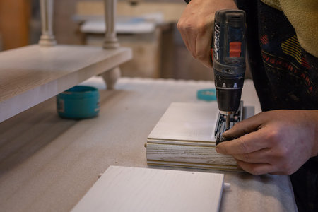 Making furniture from wood. Work carpenter. Carpentry tools. Carpentry workshop