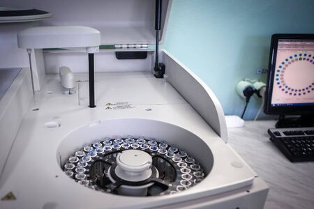 Laboratory tests for the presence of coronavirus COVID-19.の写真素材