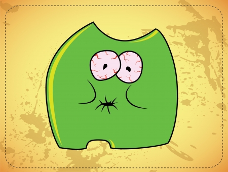 Holding his breath little cute monsterのイラスト素材