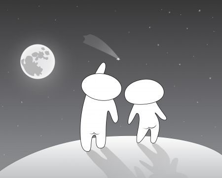 Lovers watching a shooting starのイラスト素材