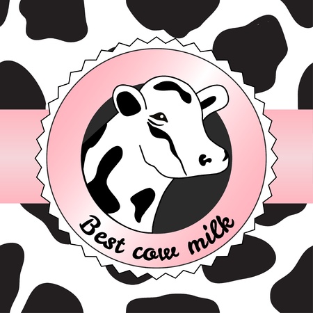 background with cow skin's texture and milk logoのイラスト素材