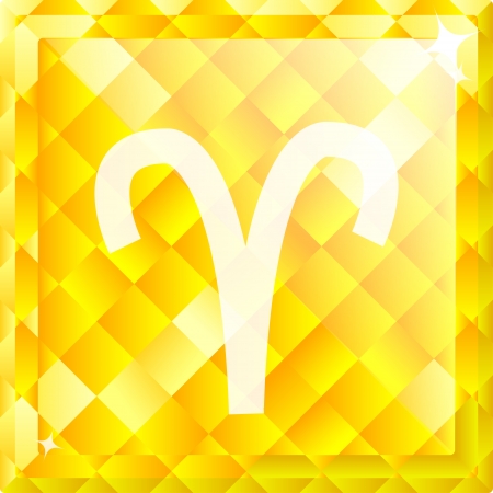 Vector shiny yellow diamond zodiac sign - Ariesのイラスト素材