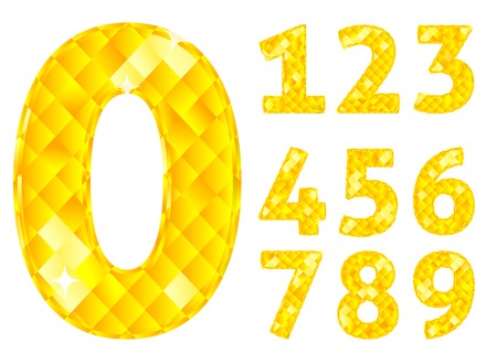Vector set of shiny yellow diamond numbersのイラスト素材