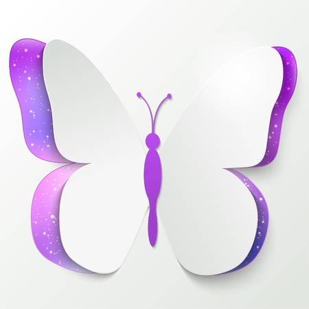 Vector illustration with paper butterfly のイラスト素材