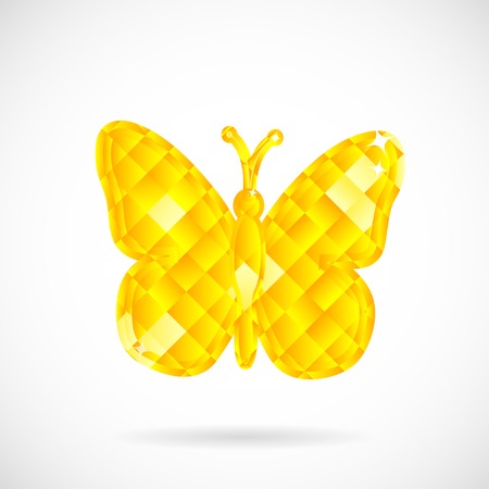 Vector dimond yellow butterfly brooch. EPS10 illustrationのイラスト素材