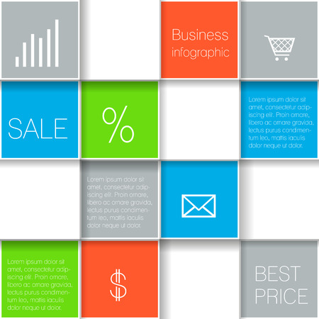 Squares template for your presentation with business icons. Vector illustration.のイラスト素材