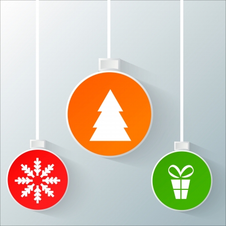 Colorful Christmas balls with icons. Vector EPS10 illustration.のイラスト素材
