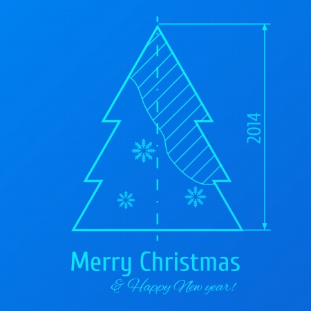 Vector illustration of Christmas tree on blue paperのイラスト素材
