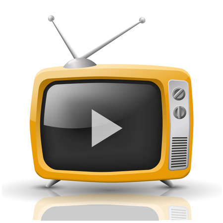 Vector illustration of orange TV isolated on white backgroundのイラスト素材