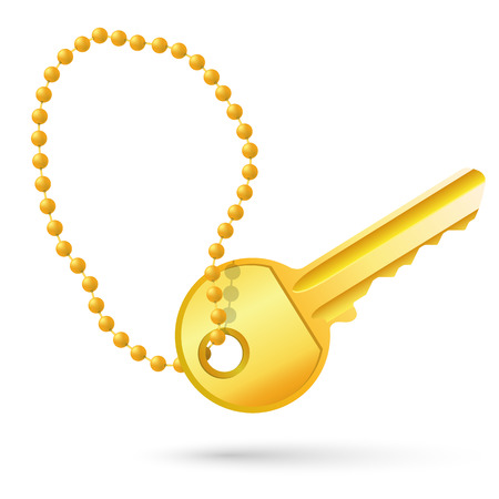 Vector illustration of golden key with chainのイラスト素材