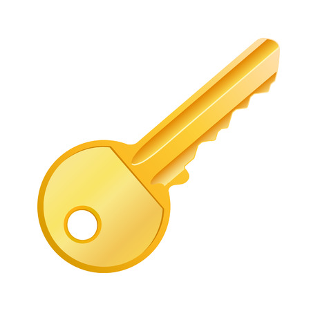 Vector illustration of golden key isolated on white backgroundのイラスト素材