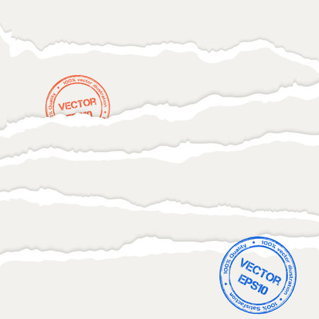 Set of torn paper's sheets. Vector illustration.のイラスト素材