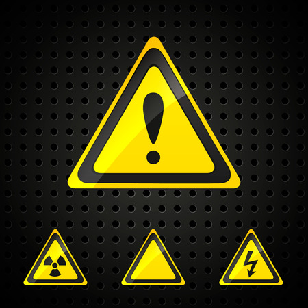 Set of damage signs on dark background. のイラスト素材