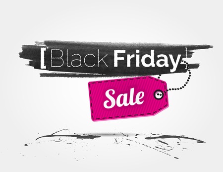 Black Friday watercolor banner with splashesのイラスト素材