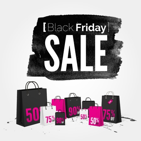 Black Friday watercolor banner with splashesのイラスト素材