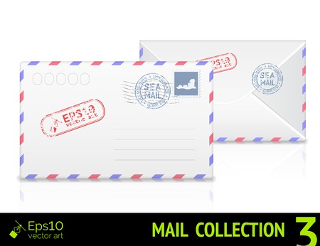 Sea mail envelope isolated on white background.のイラスト素材