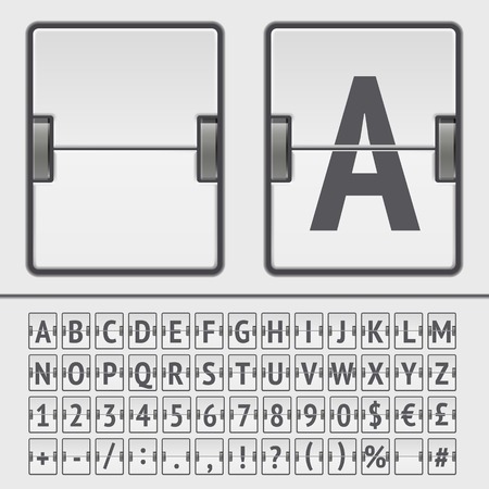 White flip scoreboard alphabet, numbers and simbols. Vector EPS10のイラスト素材