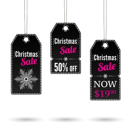 Black Christmas labels for sale and advertising. Vector illustration.のイラスト素材