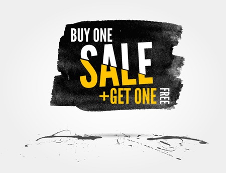 Sale watercolor banner with splashesのイラスト素材
