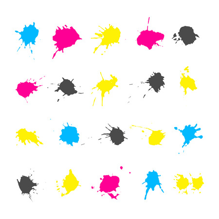 CMYK ink splashes elements collectionsのイラスト素材