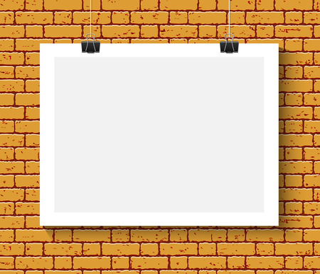 Blank poster for text on orange brick wallのイラスト素材