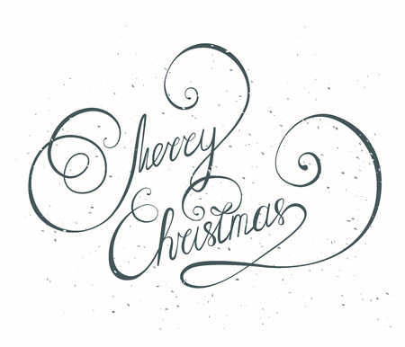 Merry Christmas vintage text. Hand written lettering. Type design for greeting card. Caligraphyのイラスト素材