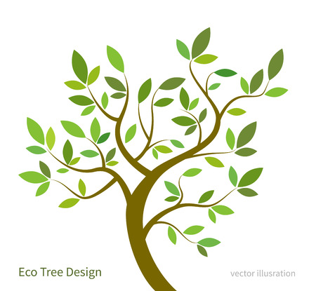 Stylized vector tree with branches and leaves, eco concept. Vector tree background for ecological and gardening designのイラスト素材