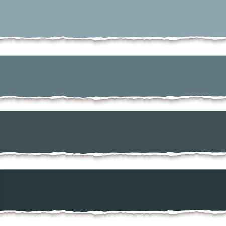 Collection of torn paper banners for notes, realistic vector illustration. Torn pages with torn edges. Vector paper templateのイラスト素材