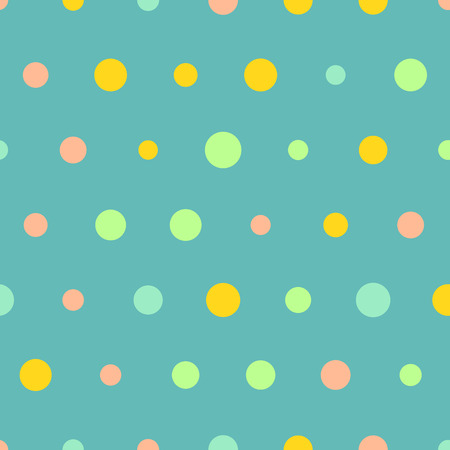 Seamless polka dot pattern, vector background. Colorful dots on blue backgroundのイラスト素材