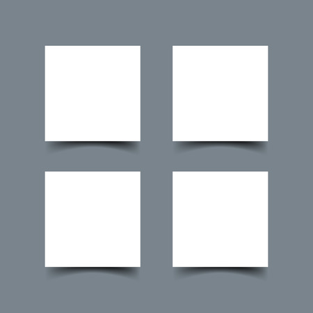Web square banners with shadow set isolated on dark gray background. White paper cards template. Realistic vector mock upのイラスト素材