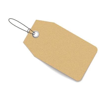 Blank price tag isolated on white with soft shadow. Realistic vector mock up for portfolio presentationのイラスト素材