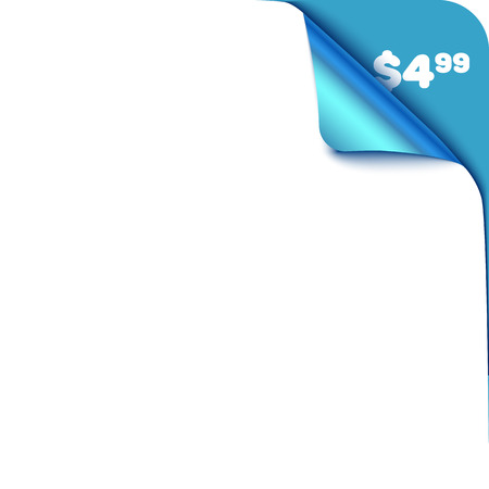 Realistic vector blue corner element for sale, promo. Curved cornerのイラスト素材