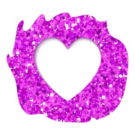 Valentines day greeting card. Vector pink sparkles heart on white background.のイラスト素材