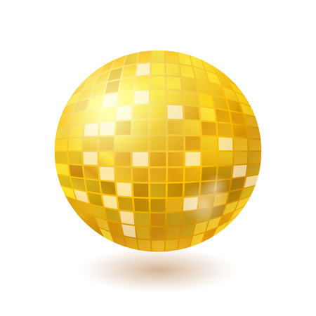 Golden disco mirror ball isolated on white backgroundのイラスト素材