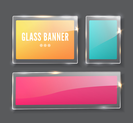 Glass banner, realistic vector illustrationのイラスト素材