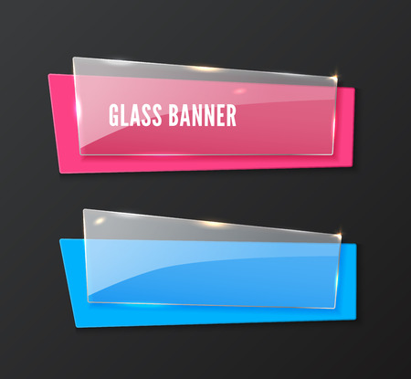 Glass banner, realistic vector illustrationのイラスト素材