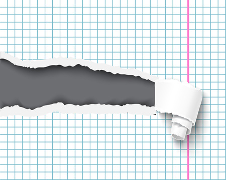 Torn notebook paper pieces realistic vector illustration. Back to school conceptのイラスト素材