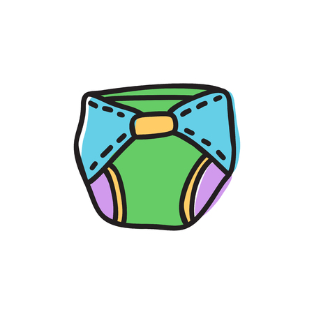 Cloth diaper vector doodle illustration isolated on whiteのイラスト素材