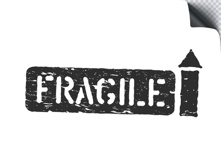 Fragile, arrow up grunge box sign for cargo, delivery and logistics isolated on white backgroundのイラスト素材